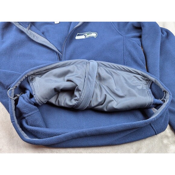 Seattle Seahawks NFL Blue Fleece Jacket Mens Medium Full Zip Drawstring - Picture 5 of 10